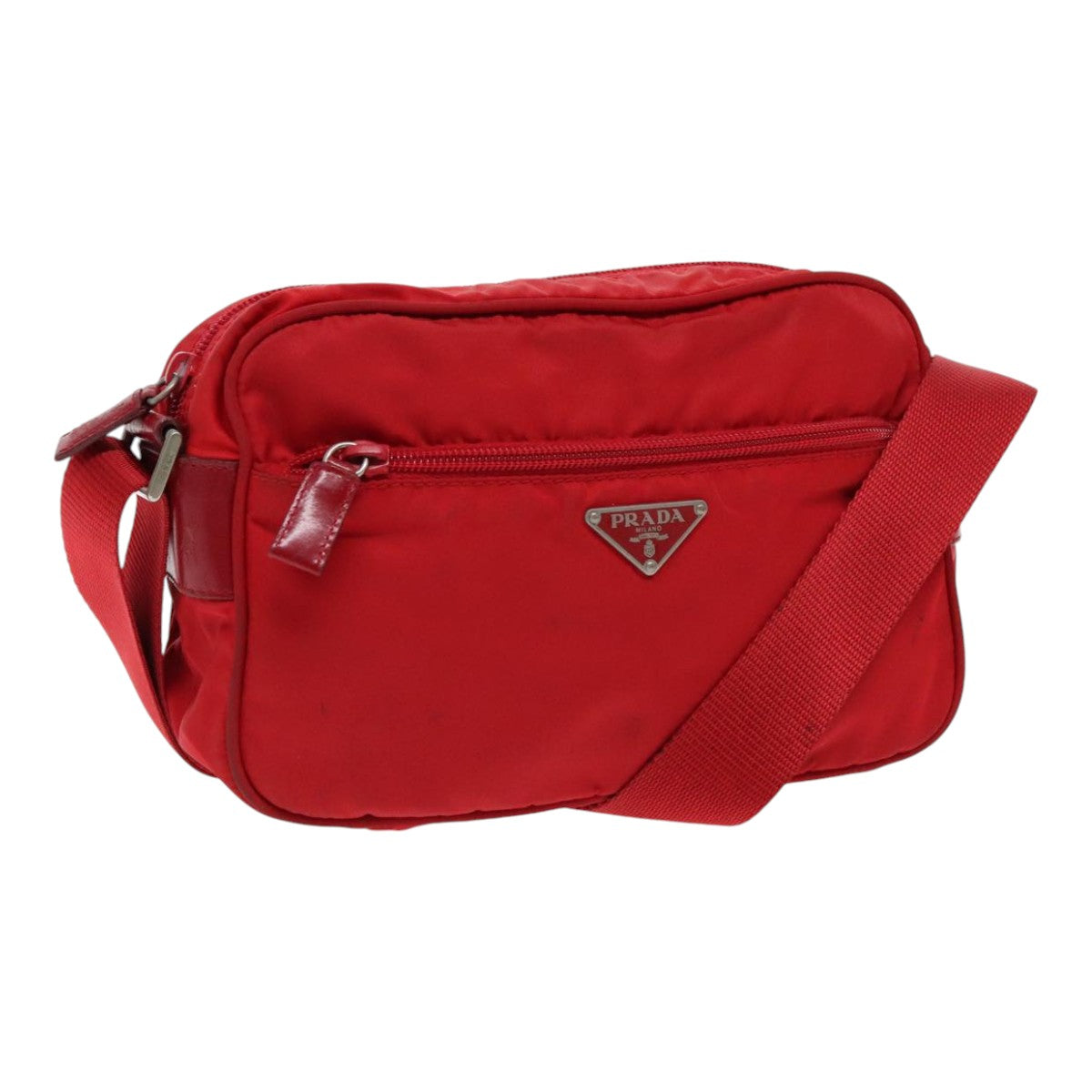 Luxury Prada Shoulder Bag Nylon Red Silver  ar12685