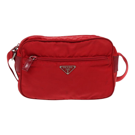 Luxury Prada Shoulder Bag Nylon Red Silver  ar12685