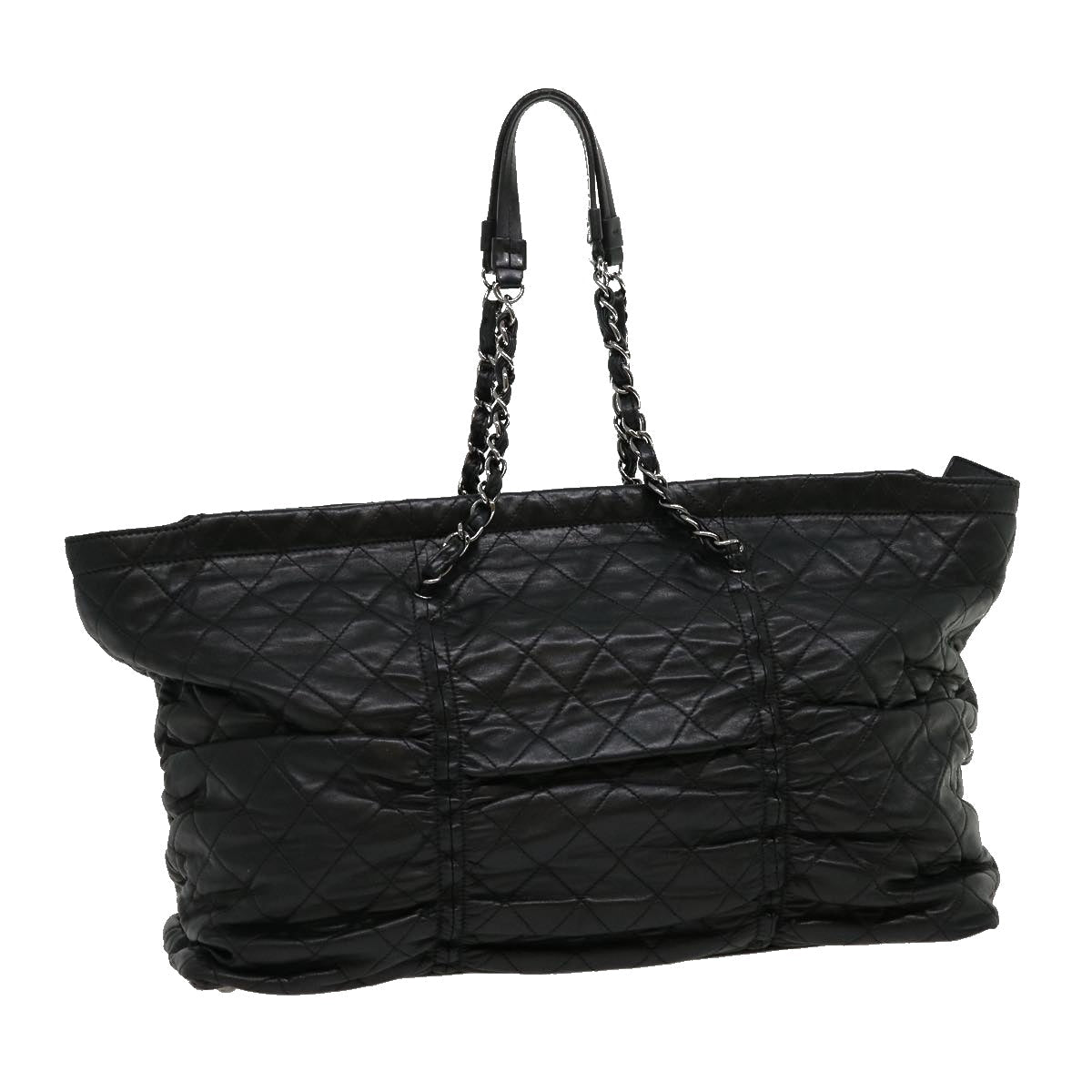 Luxury Chanel Chain Matelasse Tote Bag Lamb Skin Black CC  ar7246A