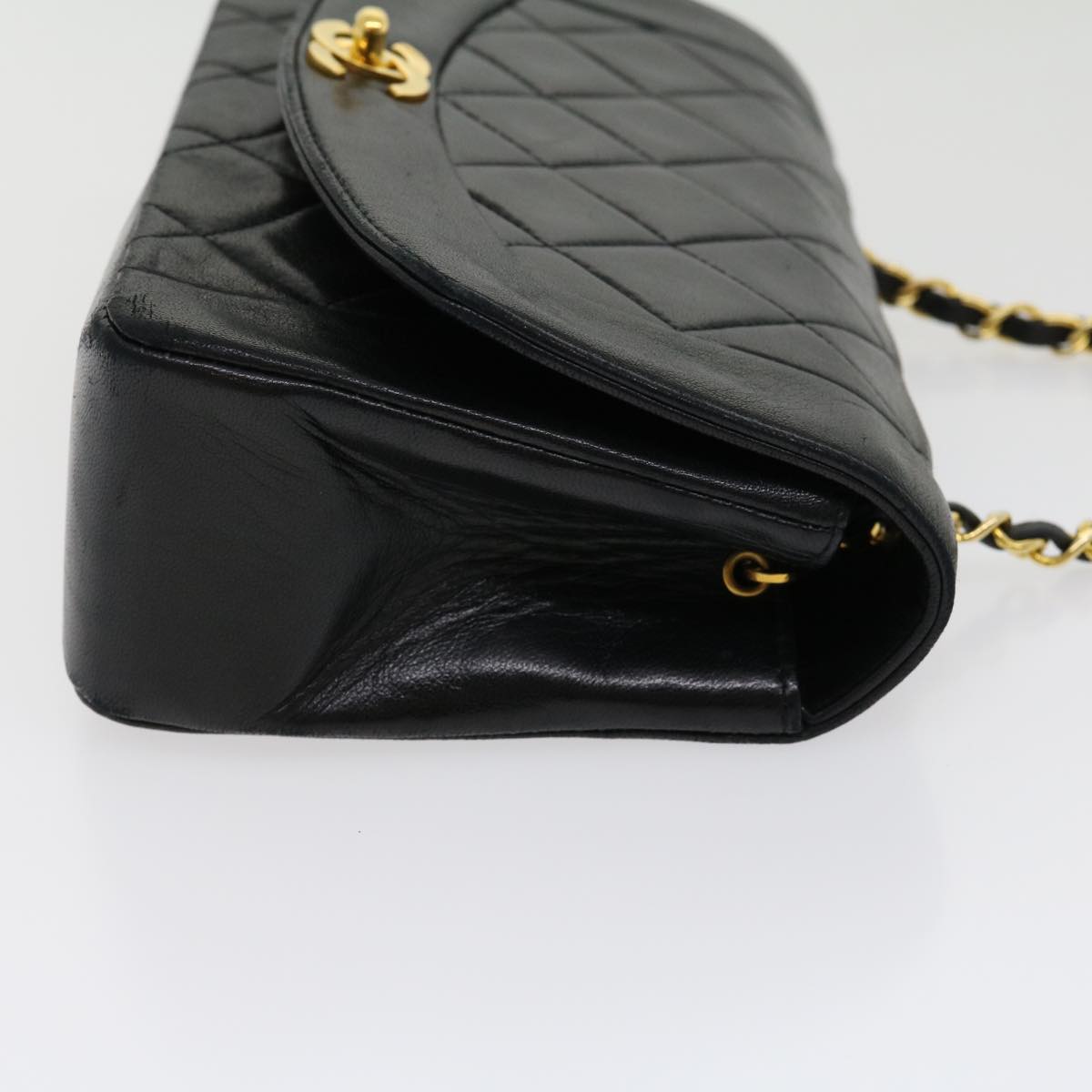 Luxury Chanel Matelasse Diana Turn Lock Chain Shoulder Bag Lamb Skin Black  ar7368A
