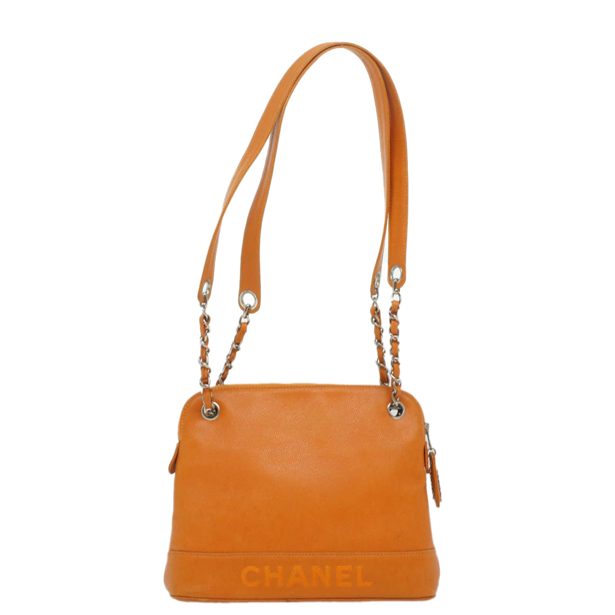 Luxury Chanel Chain Shoulder Bag Caviar Skin Orange CC  ar8526
