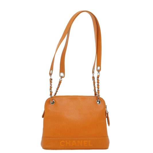 Luxury Chanel Chain Shoulder Bag Caviar Skin Orange CC  ar8526