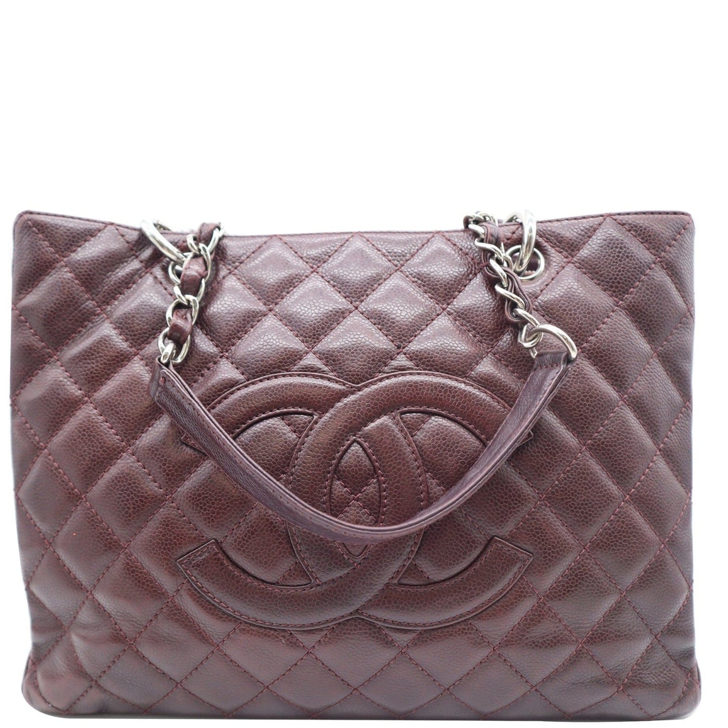 Luxury Chanel Grand Shopping GST Caviar Leather Tote Bag Maroon