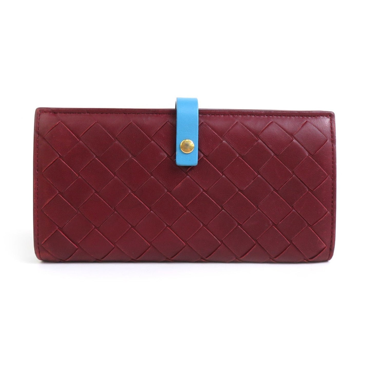 Luxury Bottega Veneta blue  Leather Long Wallet (Bi-Fold) ()
