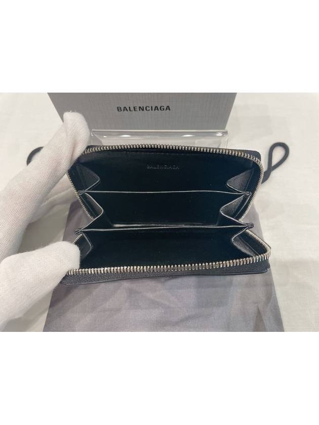 Luxury Balenciaga Logo Zip Around Half Wallet Black