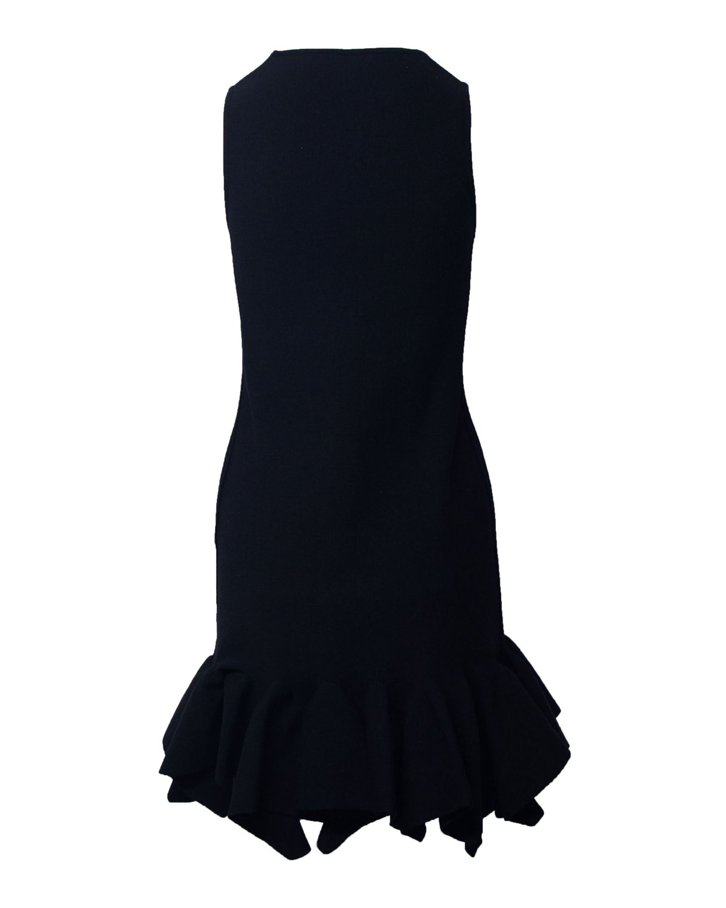 Luxury Bottega Veneta Fluted Dress in Black Wool