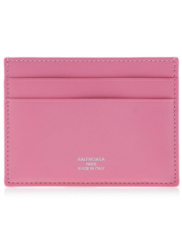 Luxury Balenciaga Logo Calfskin Card Wallet Pink