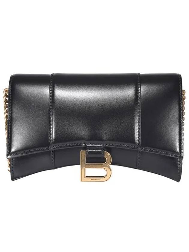 Luxury Balenciaga Hourglass Chain Mini Calfskin Cross Bag Black