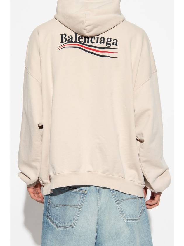 Luxury Balenciaga Embroidered Logo Cotton Hoodie Beige