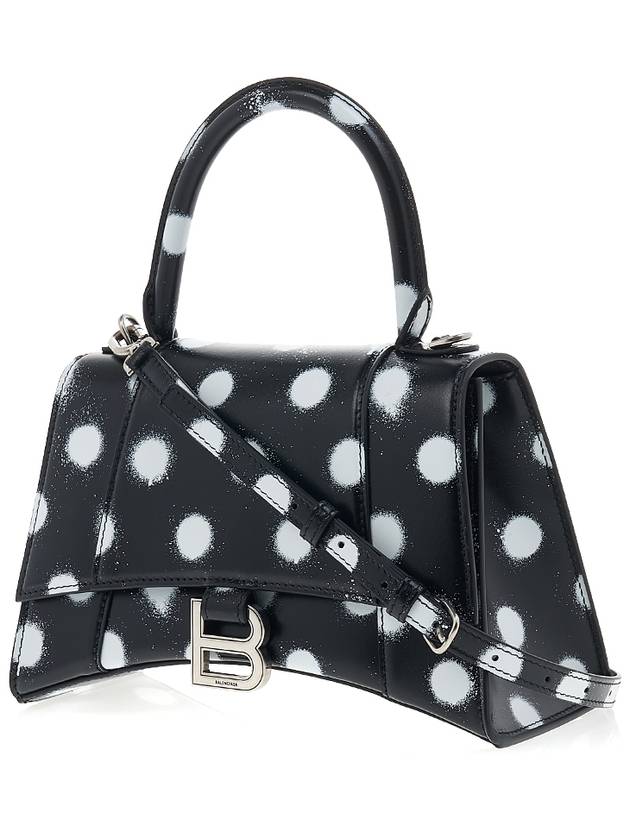 Luxury Balenciaga Hourglass Small Polka Dot Leather Tote Bag Black