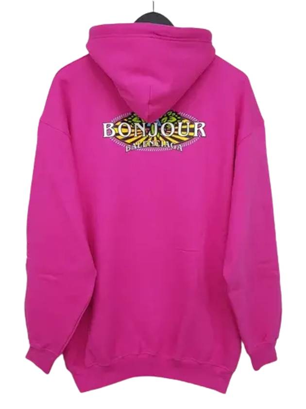 Luxury Balenciaga Bonjour Oversized Hoodie Pink