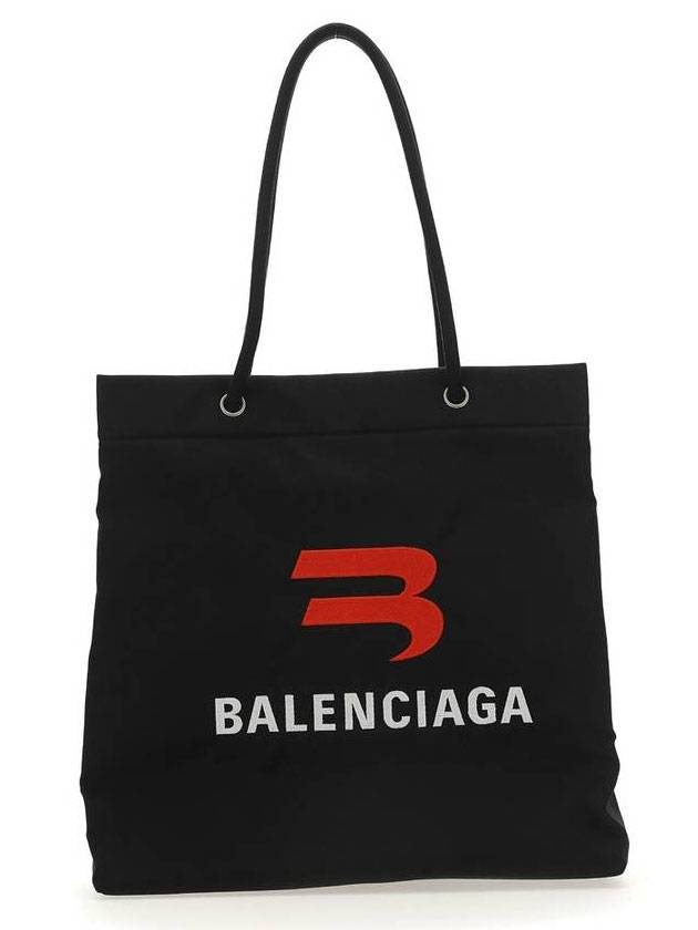 Luxury Balenciaga Explorer Embroidered Logo Tote Bag Black
