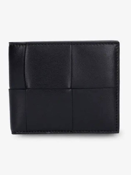 Luxury Bottega Veneta Intrecciato Cassette Half Wallet Black