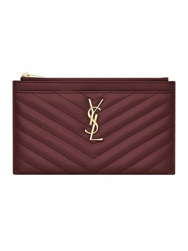 Luxury Saint Laurent Monogram Quilted Clutch Bag Dark Red