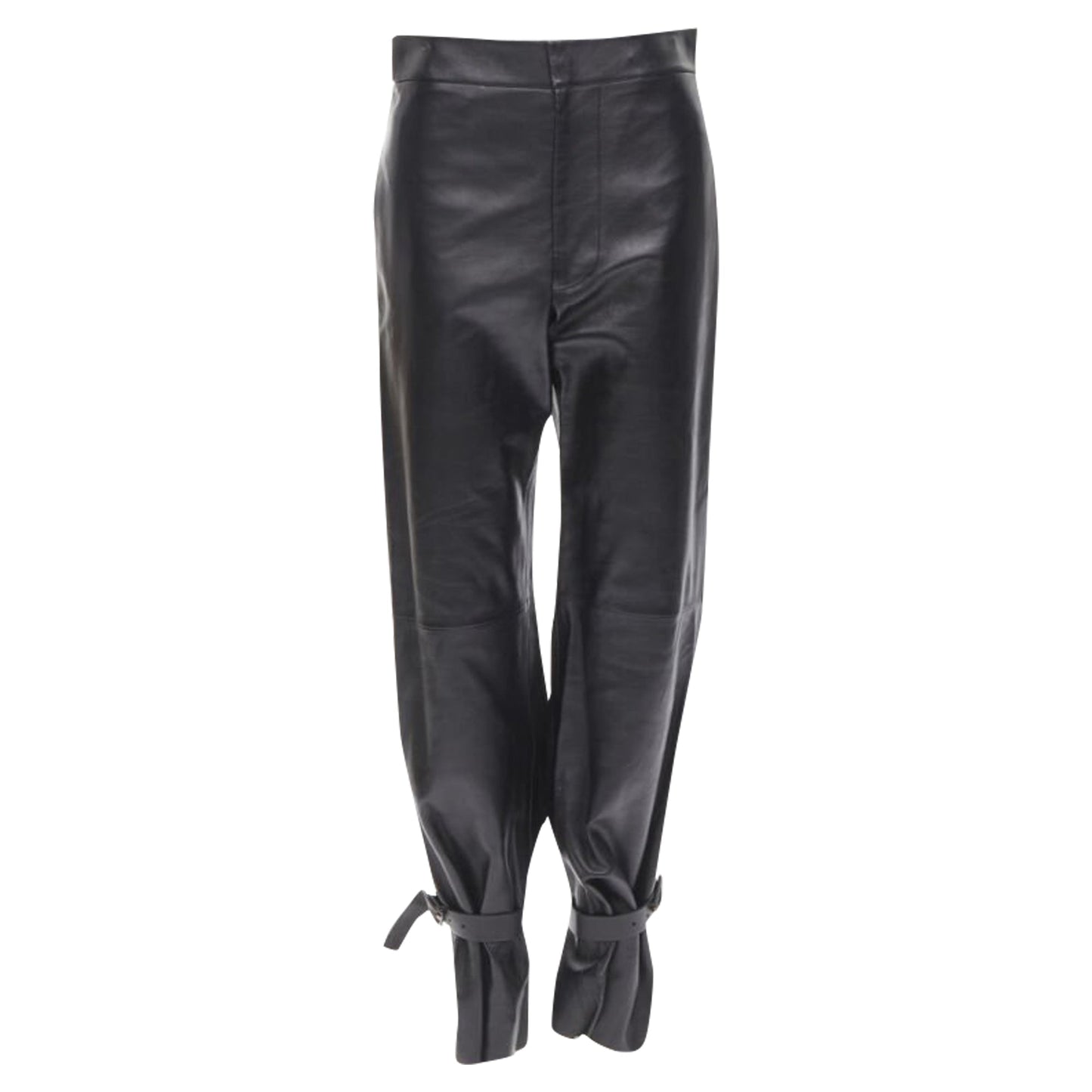 Luxury Bottega Veneta Signature Triangle buckle tied cuff leather pants