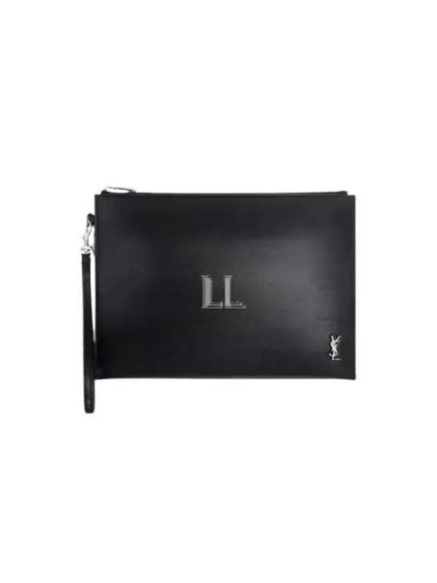Luxury Saint Laurent Tiny Monogram Silver Clutch Bag Black