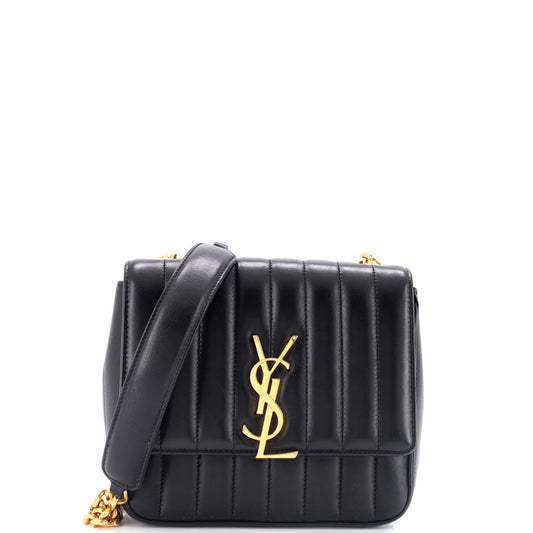 Luxury Saint Laurent Vicky Crossbody Bag Vertical Quilted Leather Small