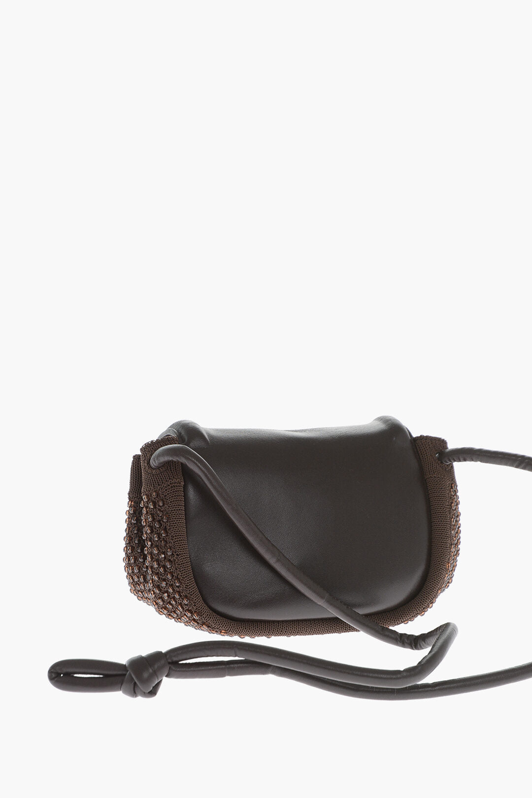 Luxury Bottega Veneta Leather Beak Bag With Rhinestone Application