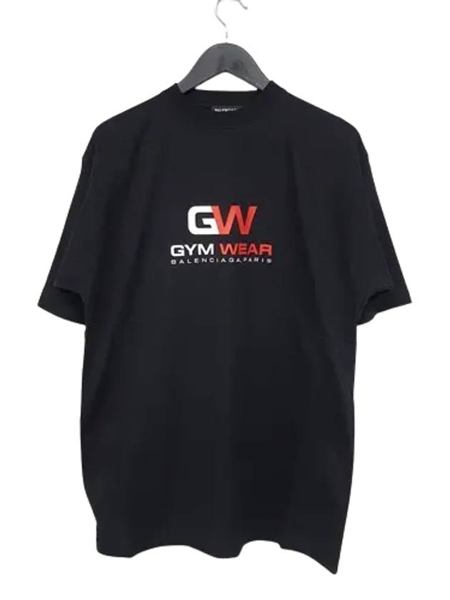 Luxury Balenciaga Gym Wear Logo Print Short Sleeve T-Shirt Black