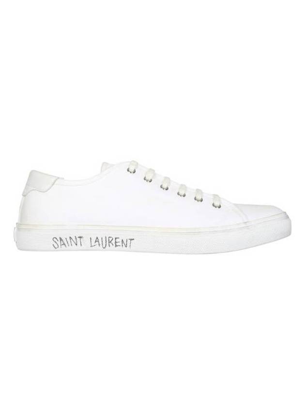 Luxury Saint Laurent Malibu Logo Canvas Low Top Sneakers White