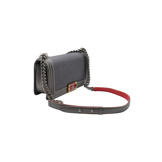 Luxury Chanel Dark Grey/Silver Boy Bag Cruise Collection 2014