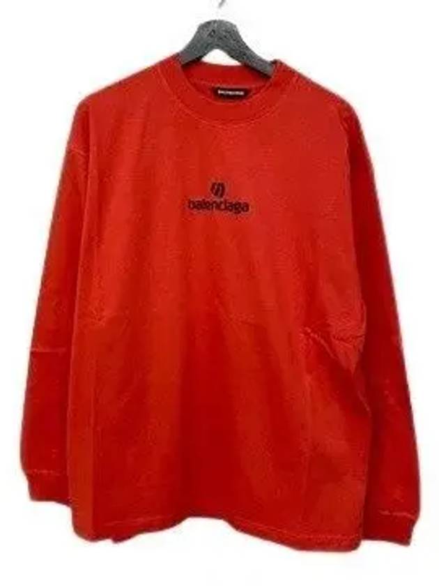 Luxury Balenciaga Logo Cotton Sweatshirt Red