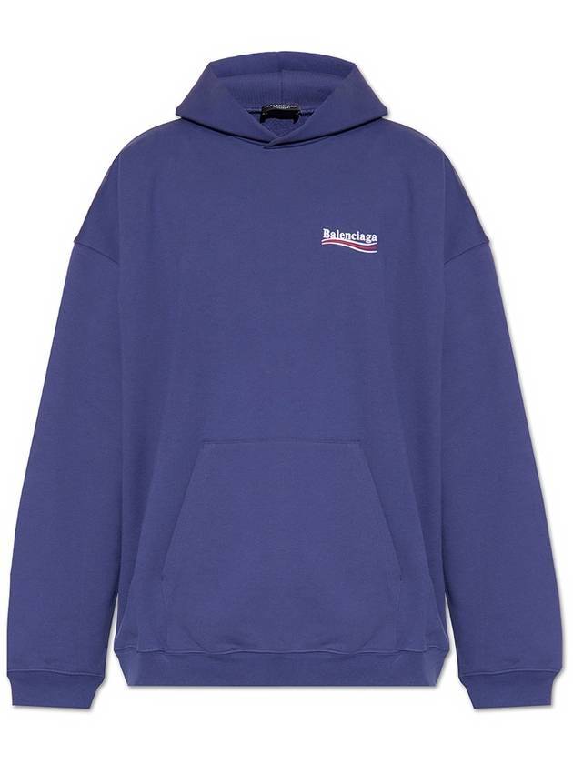 Luxury Balenciaga Logo Print Oversized Hoodie Blue