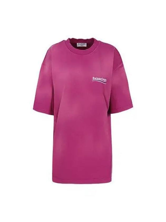 Luxury Balenciaga Wave Logo Political Campaign Large Fit Short Sleeve T-Shirt Pink