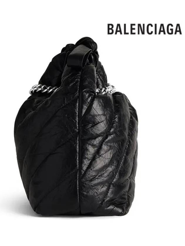 Luxury Balenciaga Crush Embellished Logo Quilted Leather Tote Bag Black