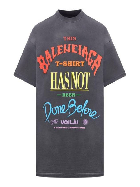 Luxury Balenciaga Slogan Print Oversized Short Sleeve T-Shirt Black