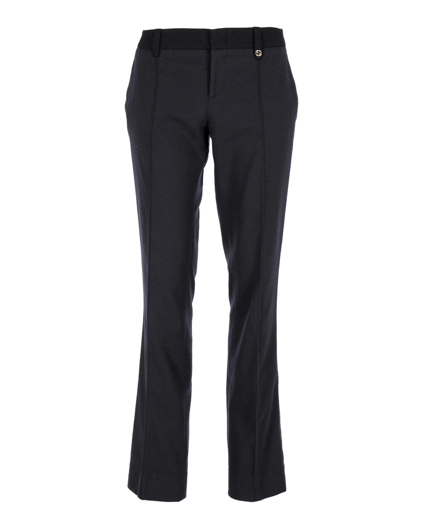 Luxury Gucci Trending 2025 Boot-Cut Trousers in Navy Blue Wool
