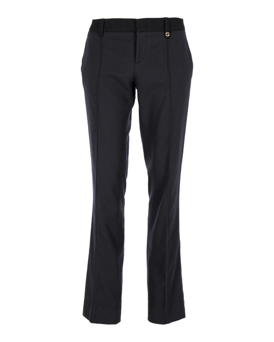 Luxury Gucci Trending 2025 Boot-Cut Trousers in Navy Blue Wool