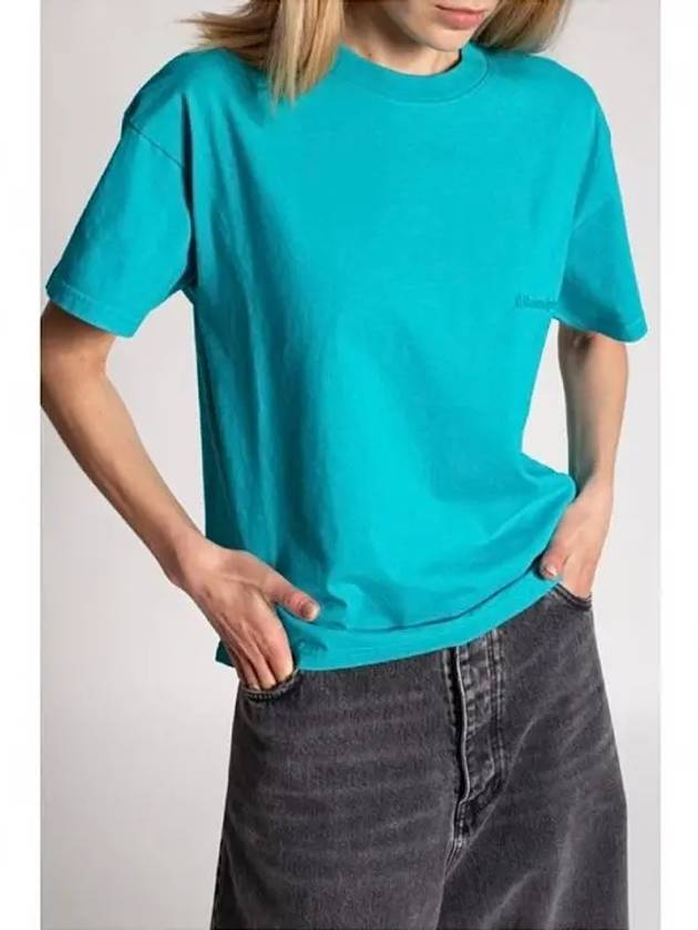 Luxury Balenciaga Logo Short Sleeve T-Shirt Blue