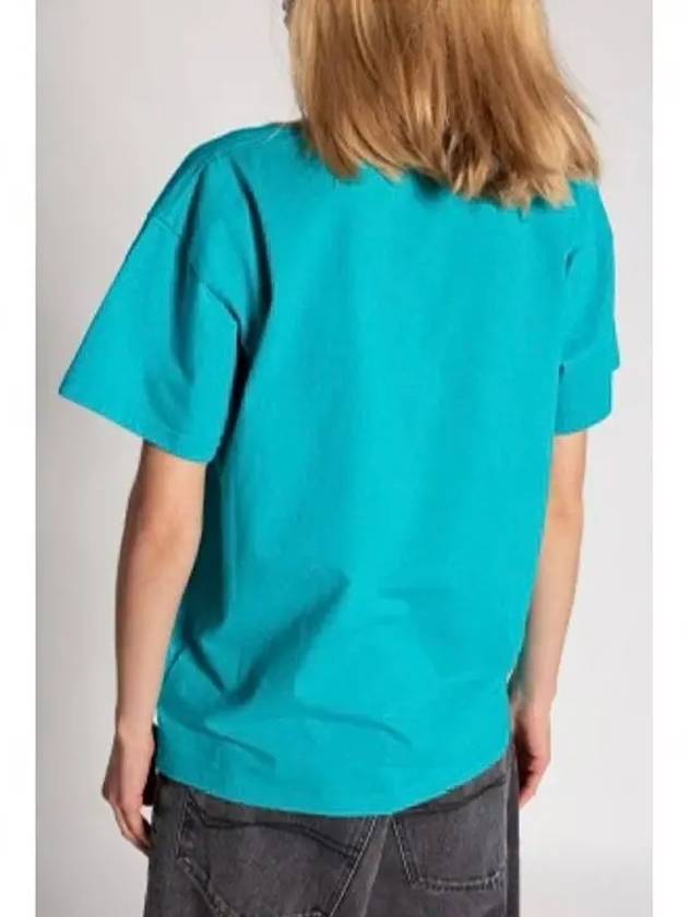 Luxury Balenciaga Logo Short Sleeve T-Shirt Blue