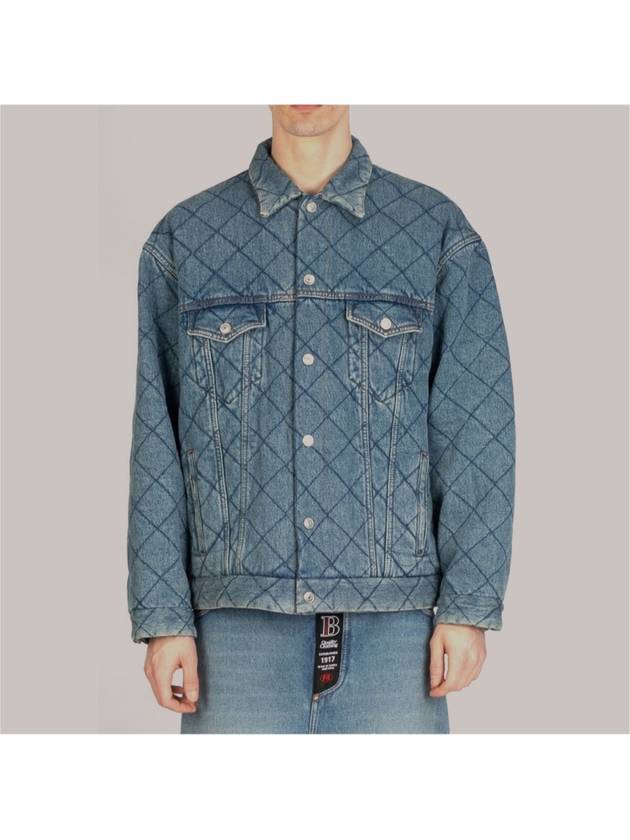 Luxury Balenciaga 46 Men s Jacquard Oversized Quilted Padded Denim Trucker Jacket