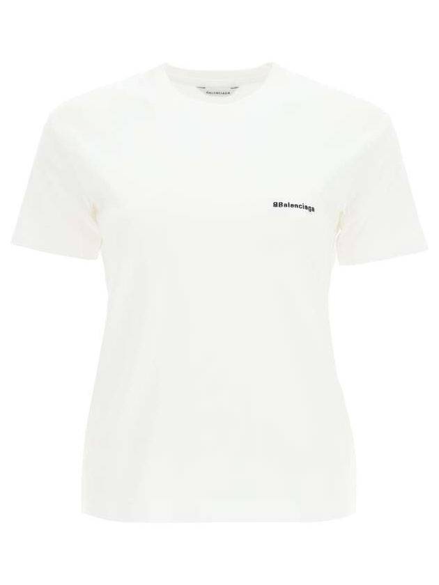 Luxury Balenciaga Embroidered BB Logo Short-Sleeved T-Shirt White