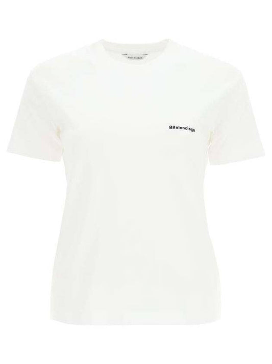 Luxury Balenciaga Embroidered BB Logo Short-Sleeved T-Shirt White