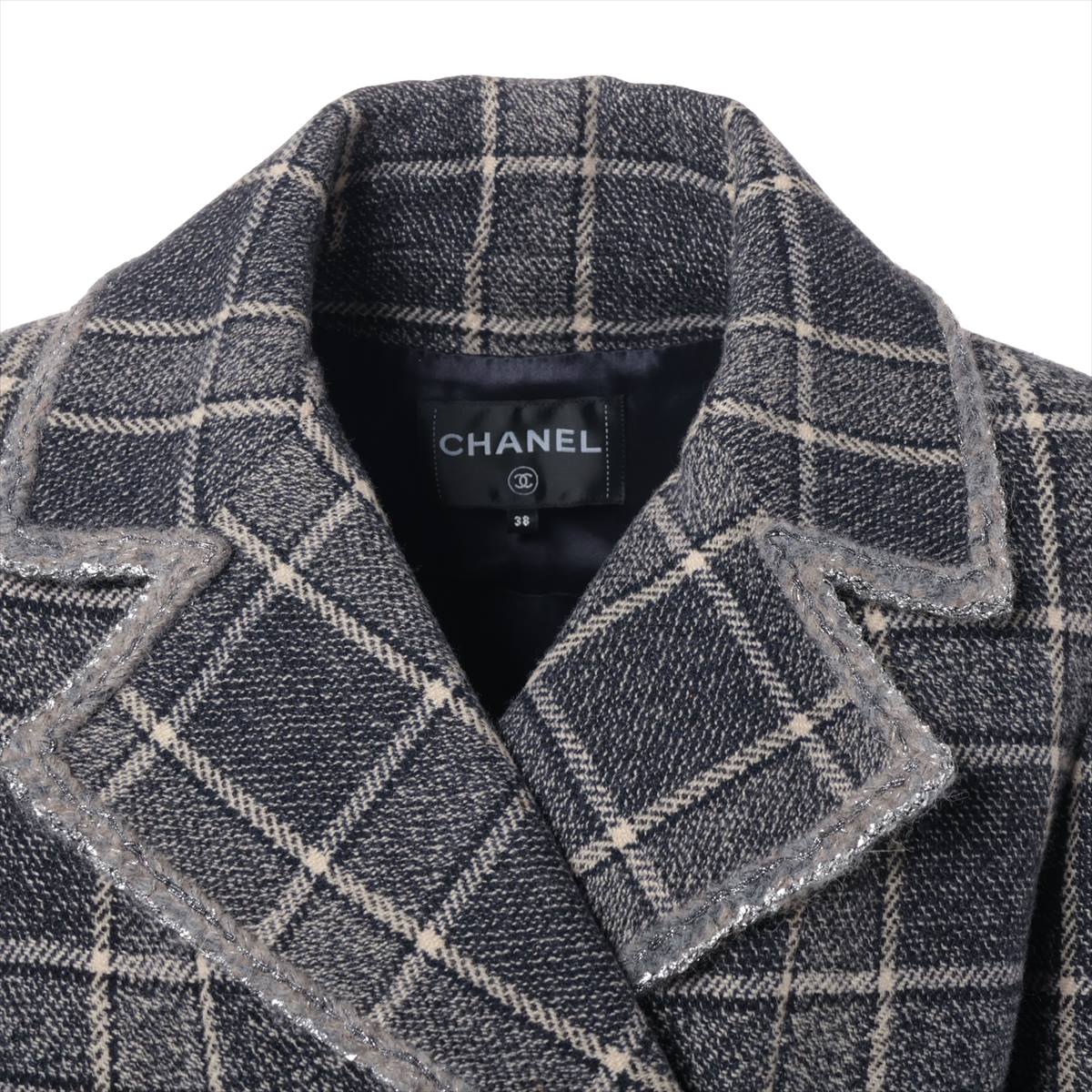 Chanel Coconut Button Wool x Camel Jacket 38  Grey P73124V64578 Check-in