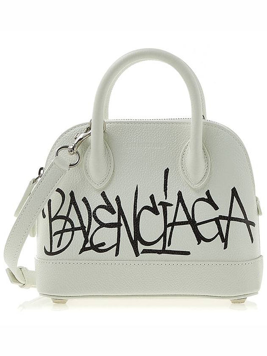 Luxury Balenciaga Ville Graffiti Tote Bag White