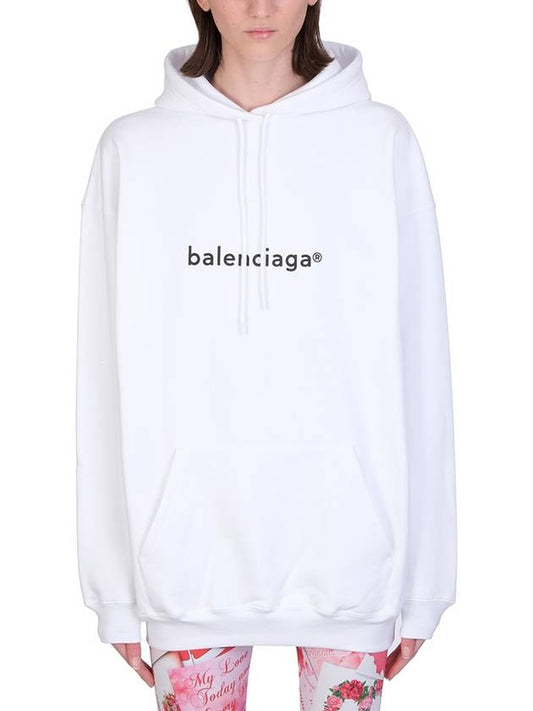 Luxury Balenciaga WoMen's logo printed oversized Hoodie top white