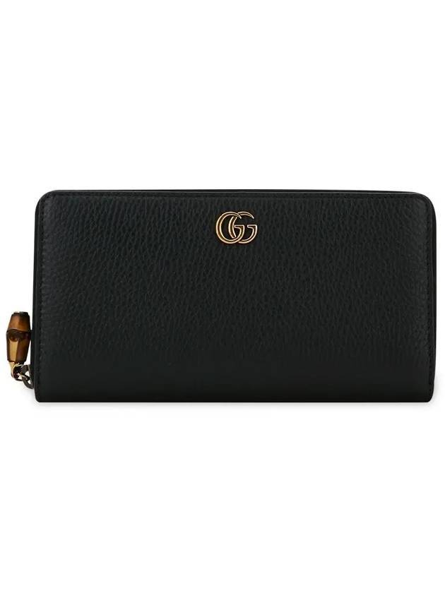 Luxury Gucci Trending 2025 GG Bamboo Zipper Around Long Wallet Black