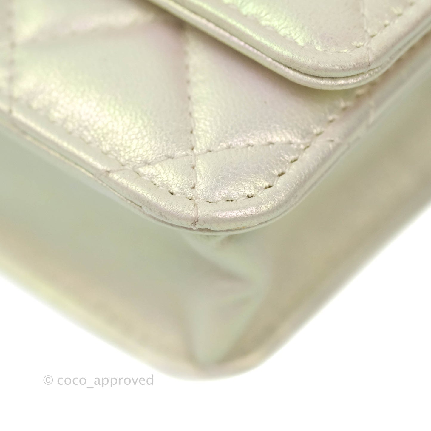 Chanel Quilted Wallet on Chain WOC Iridescent Ivory Light Gold Hardware