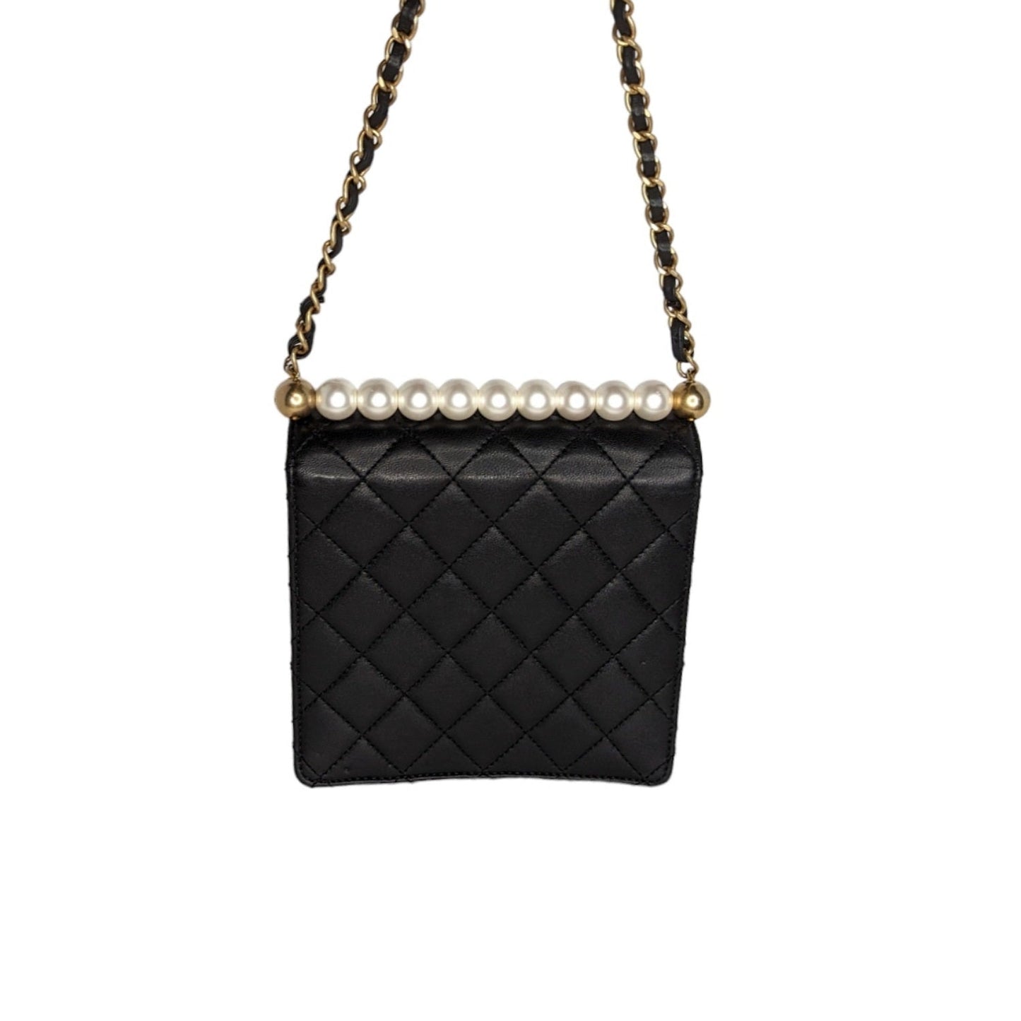 Luxury Chanel bag Small Goatskin Quilted Chic Pearls Crossbody Flap