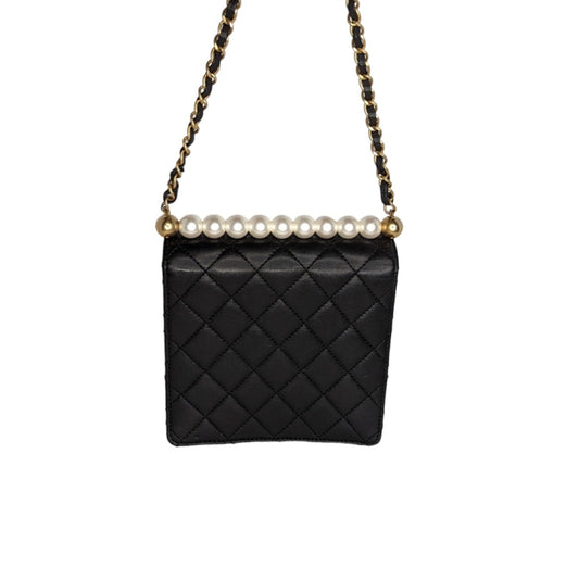 Luxury Chanel bag Small Goatskin Quilted Chic Pearls Crossbody Flap