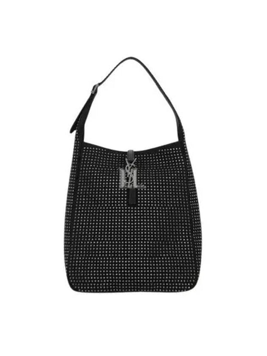 Luxury Saint Laurent Logo Embellished Medium Shoulder Bag Black