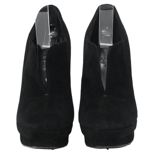 Luxury Bottega Veneta Open Platform Ankle Boots in Black Suede