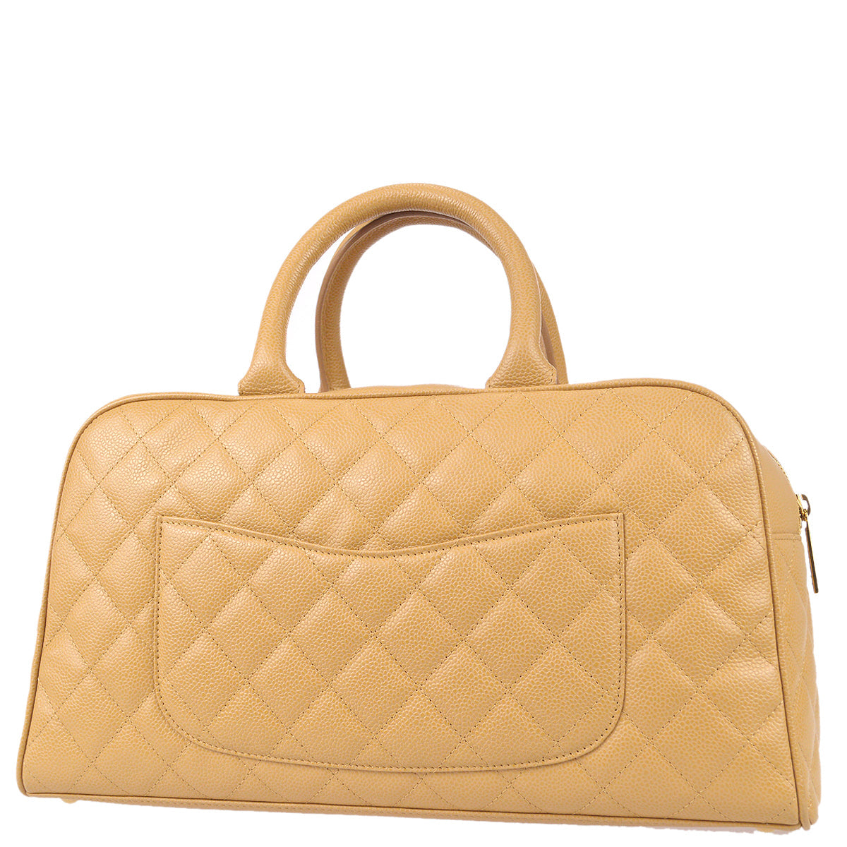 Luxury Chanel 2003-2004 Bowling Bag 37 Beige Caviar