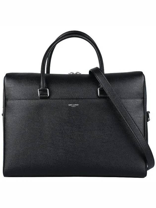 Luxury Saint Laurent Logo Leather Brief Case Black