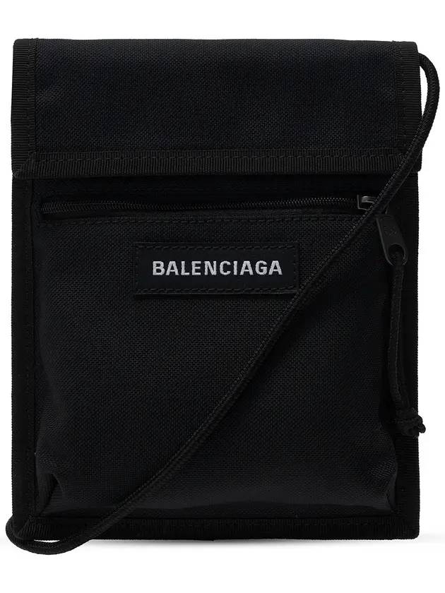 Luxury Balenciaga Logo Nylon Cross Bag Black