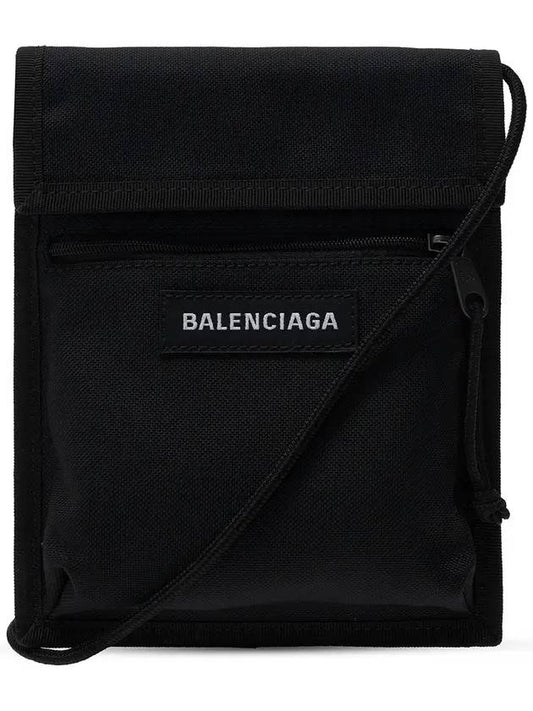 Luxury Balenciaga Logo Nylon Cross Bag Black